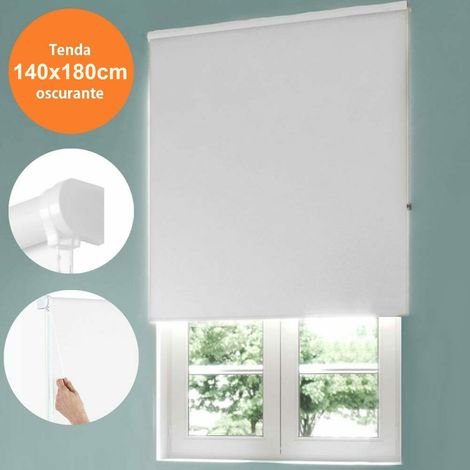 Trade Shop - Tienda De Rodillos Oscuros 140x180cm Blanco Con Tiendas De Cadenas Parasol Ventana -
