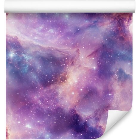 Papel pintado de galaxia en acuarela violeta, morado y lavanda 50x1000 cm (1/5)