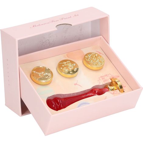 Kit de tampons à cire motif délicat, 4 têtes de tampon vintage détachables, sceaux à cire avec manche en résine pour invitation rouge (1/5)