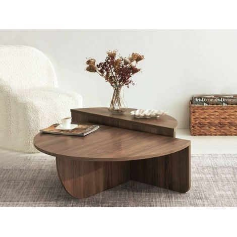 Dmora - Tavolino da salotto Canopus, Tavolo basso da caffè, Portariviste per divano, Ripiano da soggiorno, 90x90h35 cm, Noce Scuro, con imballo rinforzato, con imballo rinforzato (1/5)