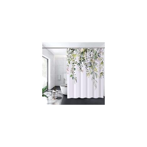 Cortina de ducha floral, impermeable, lavable a máquina, de secado rápido, de polisiloxano, 180x180 cm, (verde), para baño o ducha.