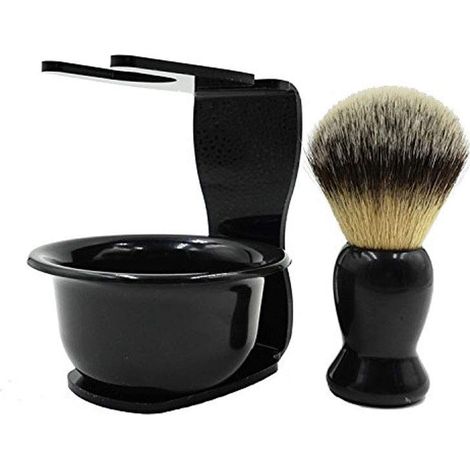 CINEEN Coffret de rasage 3 en 1 avec blaireau, porte-savon et support - Coffret cadeau de rasage - Améliorez votre expérience de rasage dès maintenant (1/5)