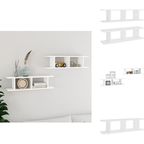 Étagères murales 2 pcs Blanc 75x18x20 cm bois d'ingénierie - Étagère Murale - Étagères Murales - Étagère Cube Murale - Étagères Cube Murales (1/5)