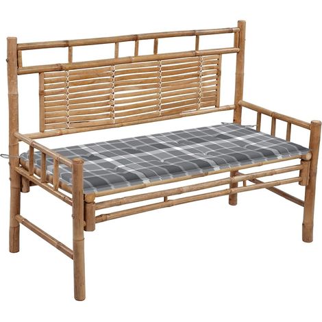 Banc de jardin avec coussin 120 cm Bambou