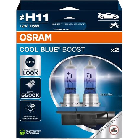 BOMBILLAS H11 OSRAM AZUL FRÍO POTENCIADOR ESTILO XENON 5500K