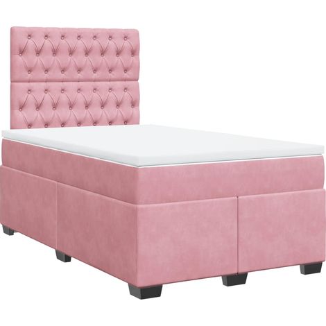 Maison Exclusive - Sommier à lattes de lit avec matelas rose 120x190 cm velours (1/5)