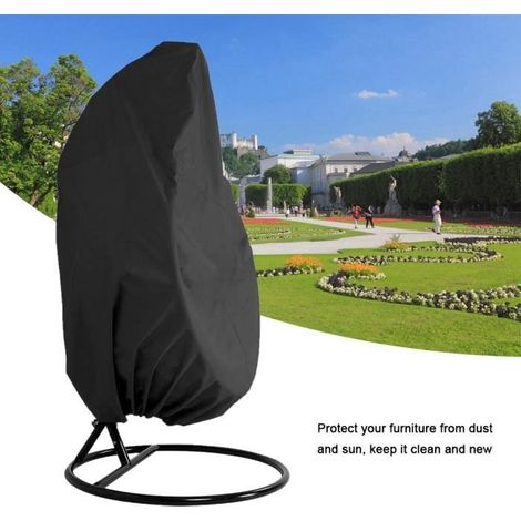 Housse Protection Salon De Jardin Chaise en Osier Balançoire Panier Suspendu Couverture Étanche À La Poussière - Noir (1/4)
