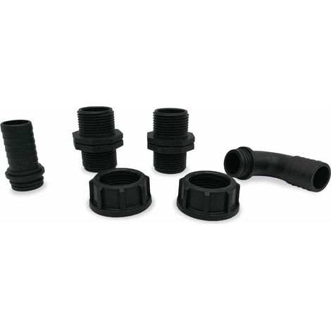 OSE – Lot de 6 raccords rapides pour pompe à eau – Raccords mâles et femelles – Diamètre 15/19 mm et filetage 25 mm – Plastique noir