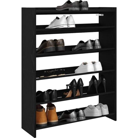 Schuhregal Schwarz 80x25x100 cm Holzwerkstoff