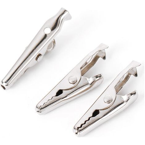 Lntyq 20 pinces crocodiles en métal Fer, nickelé d'une longueur de 31.2 mm Ouverture de la mâchoire pour prise ferme Pinces alligator pour l'artisanat, clip crocodile isolé métallique (1/5)