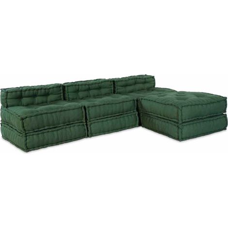 vidaXL Unità di Divano Modulare 4 pcs Verde Tessuto (1/5)