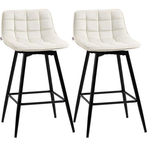 SET 2 SGABELLI DA BAR CON SCHIENALE E POGGIAPIEDI IN STILE NORDICO IN METALLO E VELLUTO. COLOR CREMA. 45X47X88 CM (1/5)