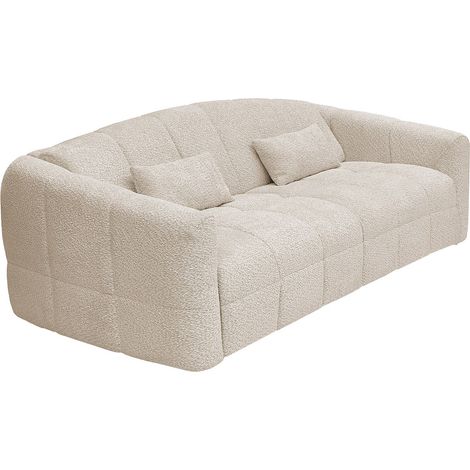 Divano letto 4 posti express in tessuto bouclette beige Letto 160 cm Materasso 16 cm - RETUNA