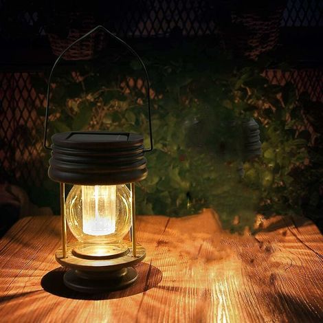 MINE Lanterne solaire - Lampes solaires à suspendre pour l'extérieur - 1 paquet de lanternes LED étanches à énergie solaire Design vintage pour paysage, cour, jardin, allée, plage, pavé (1/5)