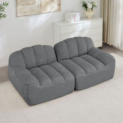 Canapé forme en coquille coussins profonds assemblage non nécessaire couleur gris (1/5)