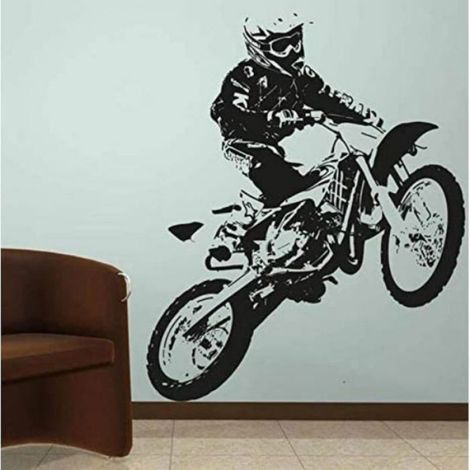 Courses De Motocross Autocollant Moto Cross Sticker Mural Papier Peint Salon Art Déco Vinyle-52X73Cm
