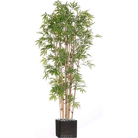 Bambou artificiel en pot 12 cannes, 2400 feuilles, H 180 cm, D 60 cm (1/3)