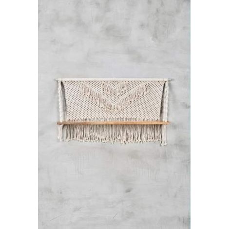 Étagère Murale en macramé tissé à la Main pour Pot de Fleurs Style bohème pour la Maison Tabima, Mangue, Coton, crème Naturelle 60 x 90 x 20 cm (1/5)
