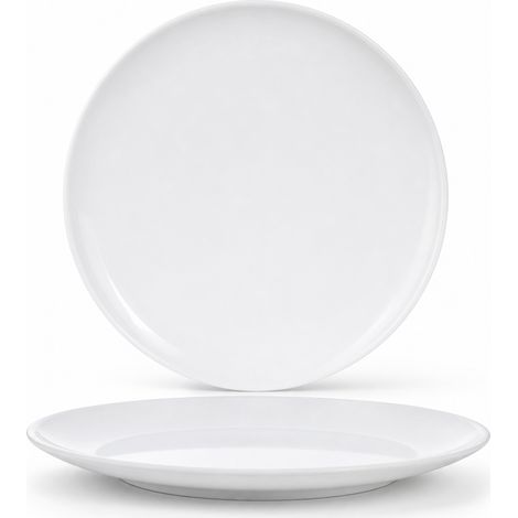 Assiette plate en mélamine 35,6 cm (14 pouces) — grande assiette blanche épaisse pour buffets et cantines (1/5)