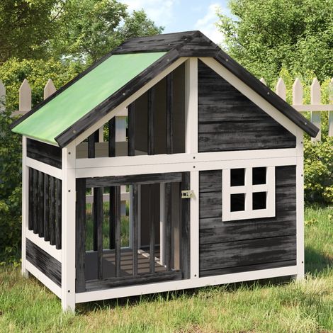 Niche pour chien grise 96 x 60,5 x 87 cm en pin massif