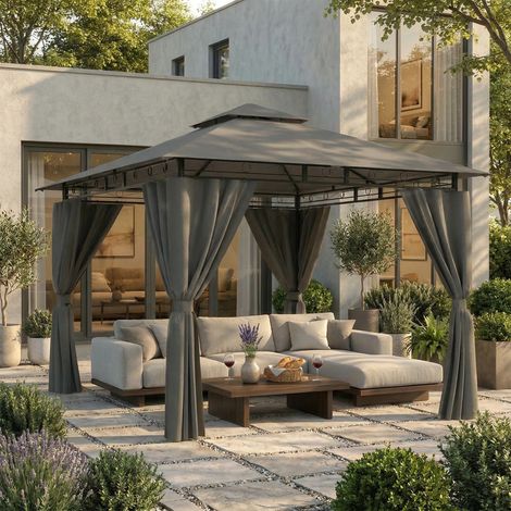 Devoko – Tonnelle de jardin 3x3m imperméable – Cadre en acier galvanisé – Protection UV50+ – Pour 4-6 personnes – Idéale pour événements extérieurs