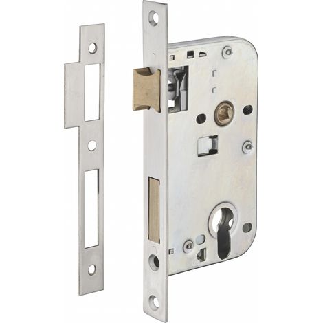 Thirard – Boîtier de serrure encastrable à cylindre 50mm – Têtière 200x22mm – Acier laiton inox brossé – Mécanisme 2 tours (1/5)