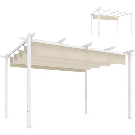 Pergola 3x4m toit coulissant fermeture magnétique protection UV30+ beige