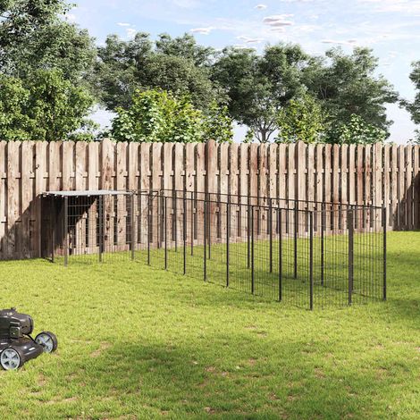 vidaXL Perrera negra 7,26 m² acero (1/4)