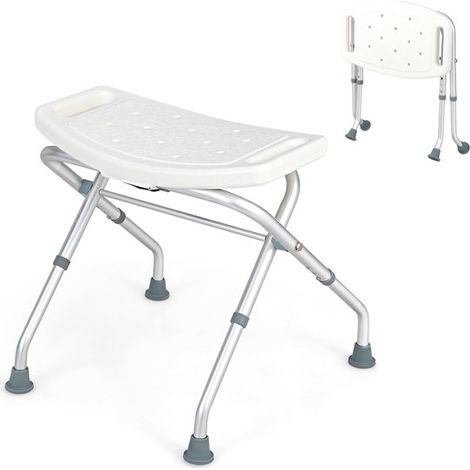 Taburete de ducha antideslizante – Ajustable de 49 a 52,5 cm, aluminio, con reposabrazos, 150 kg (1/5)