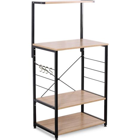 Robusto ripiano per microonde con 4 ganci marrone 190000399