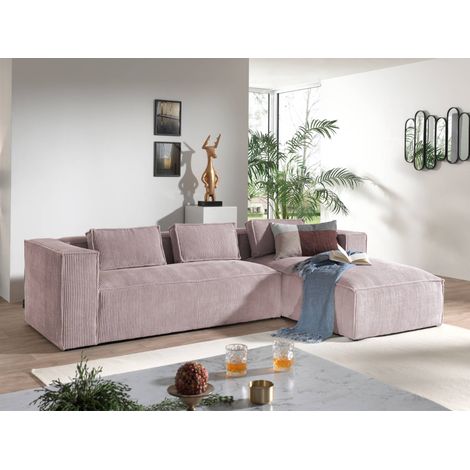 Stella – ecksofa – cordsamt – 4-sitzer – moderner stil – rechts - rosa