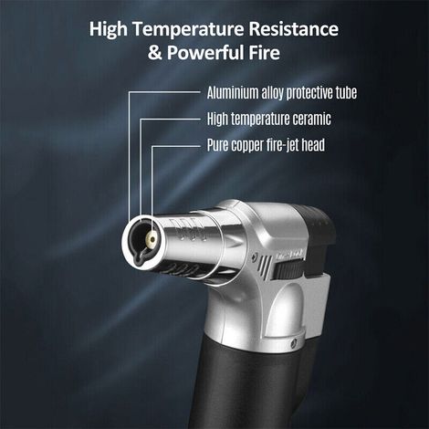 Chalumeau micro au gaz butane rechargeable - Briquet de cuisine, flamme réglable jusqu'à 1300 °C (1/5)