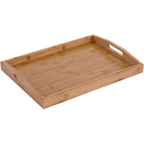Plateau De Service En Bambou - Plateau Avec Poignées Pour Apéritif Thé Dîner - 45x33x5 Cm (1/5)