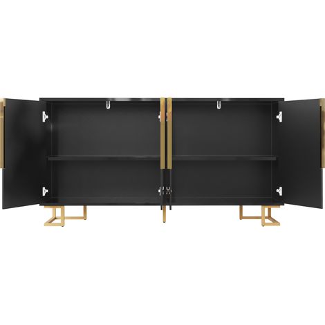 Madia nera in MDF 152 x 40 x 75 cm con design geometrico e maniglie dorate MODENUIT (1/5)