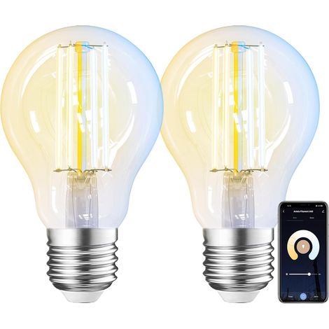 Ampoule Connectée Wifi E27 7W Filament LED 2700K-6500K Blanc Froid/Chaud, Compatible avec Alexa/Google Home, Commande Vocale, APP Contrôle, 2PCs (1/5)