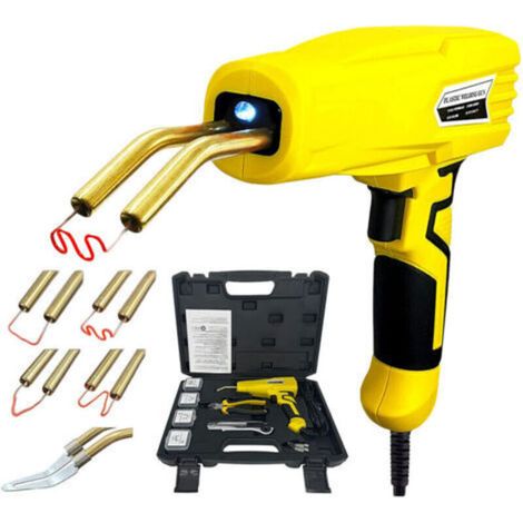 - Kit de pare-chocs de voiture 100W Machine à souder en plastique Pince Couteau utilitaire Feuille de lissage Plat / en forme de M / en forme de V / agrafes à vagues jaune, prise UE (1/5)