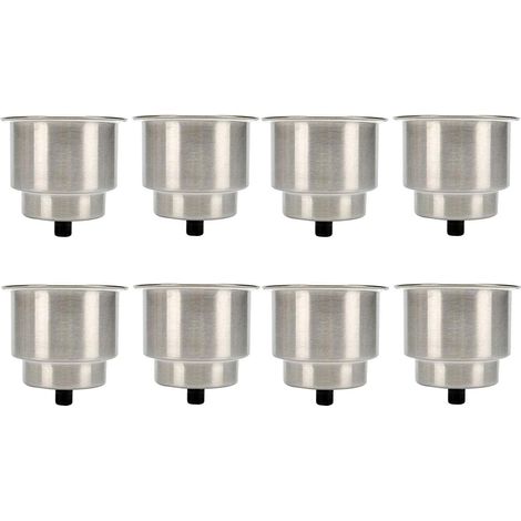 Porte-gobelets Inox - Lot de 8 - Acier 304 - Drainage Auto - Bateau Camping-car Voiture - 95mm (1/5)
