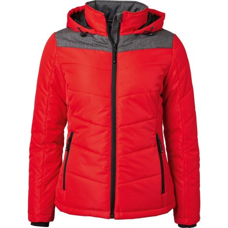 James & Nicholson sportliche Winterjacke mit Kapuze JN1133 Gr. M rot/anthrazit-melange (1/5)