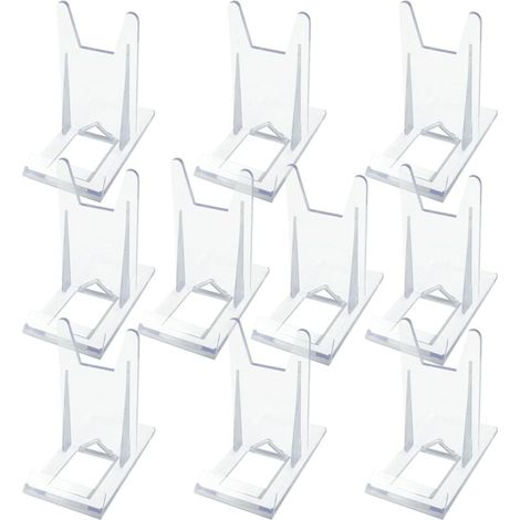 10er-Pack transparente, verstellbare Acryl-Ausstellungsständer für Geldbörsen, Handtaschen, Bücher, Fotos, Mobiltelefone, Heim- und Hochzeitsdekorationen. (1/4)