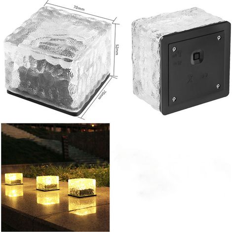 Lampe solaire givrée - Couleur chaude (2 pièces) (1/5)