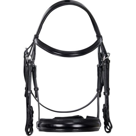 FULL, Nero: Briglia da dressage in cuoio senza redini modello Evolution