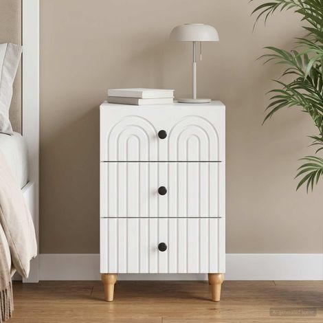 vidaXL Bedside Cabinet White 43x 41 x 66.5 cm Engineered Wood (1/5)
