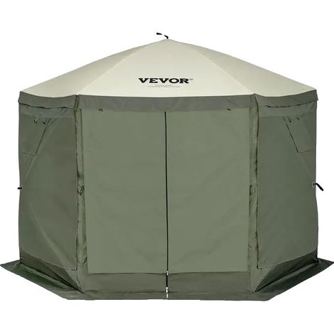 Carpa tipo cenador, mosquiteras protectoras desmontables, montaje rápido, color verde militar. (1/2)