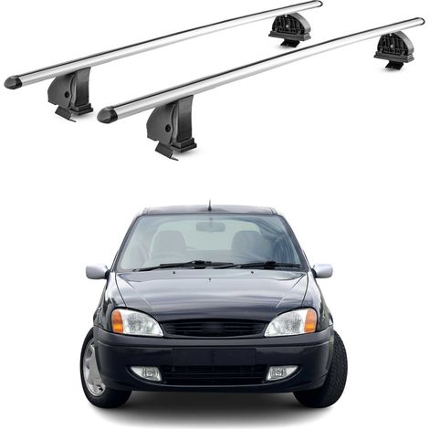 OMAC Barres de toit transversales en aluminium pour Ford Fiesta IV HB 1995-2002 5Portes – TÜV / DIN 75302:2019 – Antivol inclus – Charge max 75 kg – 2 barres – Gris (1/5)