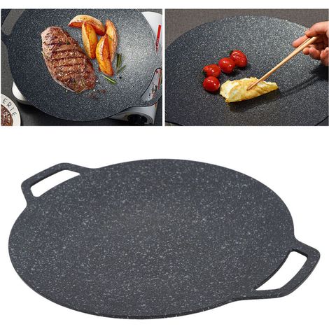 Poêle Barbecue Antiadhérente Rechargeable Pierre Maifan Émaux Aluminium Haute Conductivité Thermique Facile Nettoyage 34cm Hiking Camping 13.38in (1/5)