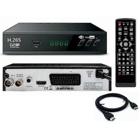 Tuner TV numérique DVB-T2 HEVC 265, décodeur HD 1080p, récepteur TV terrestre USB avec guide électronique des programmes (EPG), boîte de transfert UE. (1/5)