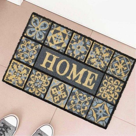 Zerbino Tappeto Ingresso Stile Mosaico Antiscivolo Fibra di Cocco Rettangolare (1/4)
