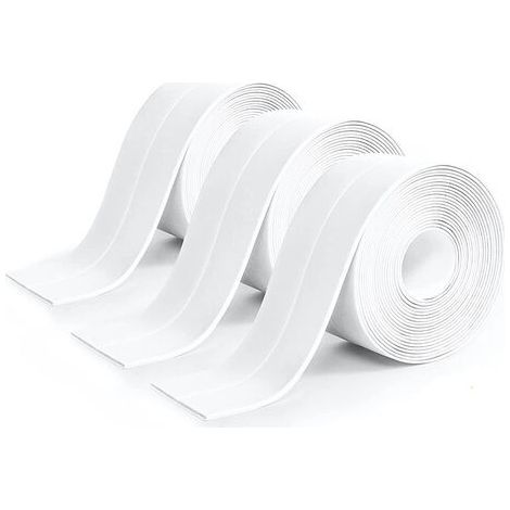 LaBlanc – 3 Stück Rolle weißes Silikon-Badezimmerdichtmittel, weißes Klebeband, Küchendichtband, auslaufsicher, geeignet für Badezimmer, WC, viele Gelegenheiten (320 x 3,8 cm)