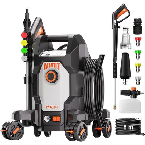 Nettoyeur Haute Pression 1800W, 170 Bars avec 5 Buses à Modes Différents et Tuyau de 7,6 Mètres, Débit Maximal 360 L/H, pour Maison, Sols, Fenêtres, Voiture, etc. (1/5)