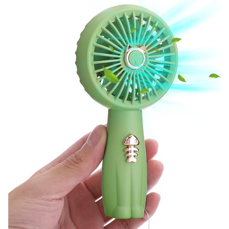 Ventilateur portable à main, mini ventilateur USB puissant avec batterie rechargeable, petit ventilateur électrique personnel et mignon - Vert